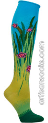 Ozone Sunny, Cloudy, Night Turquoise Knee High Knee Socks