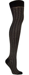 Brown Houndstooth Angora Over Knee Socks