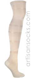 Ozone Sheer Stripe Over the Knee Socks - Cream