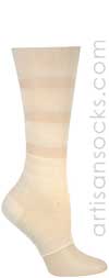 Ozone Sheer Toeless Striped Socks - Cream