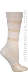 Ozone Sheer Toeless Striped Socks - White