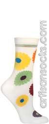 Ozone Mini Flower Power Ecru Crew Socks