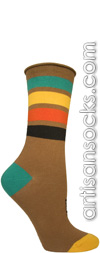 Ozone North Western Stripe Brown Crew Sock