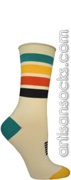 Ozone North Western Stripe Ecru Crew Sock