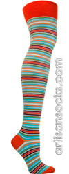 Ozone OTK Red Pop Stripes Over the Knee Socks