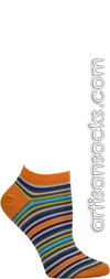 Ozone Pop Stripes Cotton Blend Ankle Socks - Orange