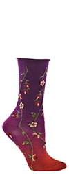 Ozone Tibetan Flowers - Floral Crew Socks in Fuschia