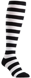 Plus Size Black and White Striped Knee High Socks