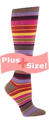 Plus Size Multi Color Striped Knee High Socks CURVY
