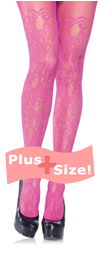 Plus Size Pink Floral Vine Net Tights