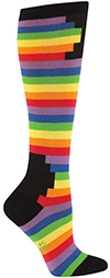 Geometric Black Blocks and Rainbow Knee High Socks