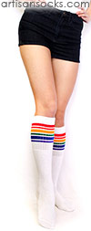 Knee High Rainbow Socks - Rainbow Striped Tube Socks