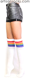 Over the Knee Rainbow Socks - Rainbow Striped Tube Socks