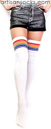 Thigh High Rainbow Socks - Rainbow Striped Tube Socks