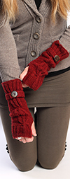 Knit Arm Warmers with Thumb Hole - DARK RED