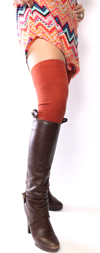 Rib Knit Over the Knee in Pumpkin Orange