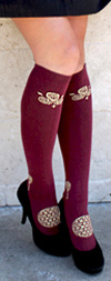 Asian Design Burgundy Knee Socks