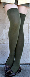 RocknSocks Olive Green Solid Color Over the Knee Socks - OTK