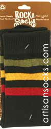 RocknSocks Go Team Rasta Black Striped Cotton Crew Socks