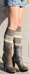 RocknSocks Coyote Green and Brown Striped Knee High Knee Socks