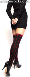 RocknSocks Slick Black Vertical Striped Cotton Over the Knee Socks (OTK)