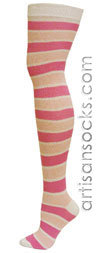 RocknSocks Venus Pink Cotton Striped Over the Knee Socks (OTK)