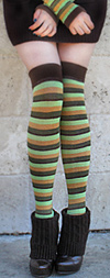 RocknSocks Gaia Green Striped Over the Knee Socks - OTK