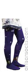 Scolar Japanese Stockings - Cute Doggy Tights - Purple Japanese Tights