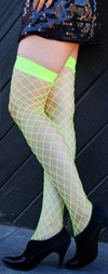 Sexy Fence Net Fishnet Thigh Highs Lime