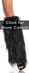 Furry Leg Warmers with Silver Sparkles- In Black or White Black / Silver