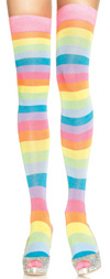 Sexy Neon Rainbow Thigh Highs Multicolor