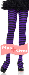 Sexy Plus Size Tights with Black and Purple Stripes Black / Purple