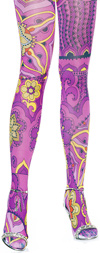 Sexy Purple Retro Print Tights Multicolor