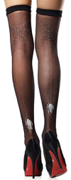 Spider Web Thigh Highs Black / Silver