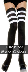 Sexy 3 Stripe Soccer Thigh Highs - in Many Colors! Black / White