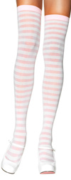 Sexy Striped Thigh High Stockings Ivory / Pink