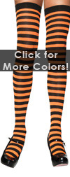 Sexy Striped Thigh High Stockings Black / Pumpkin Orange