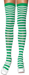 Sexy Striped Thigh High Stockings White / Kelly Green