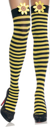 Sexy Striped Thigh High Stockings w/ Daisy
