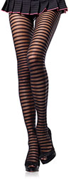 Sheer Black Pantyhose with Opaque Stripes