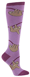 Climbing Sloth Socks Purple Knee High Socks