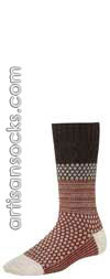 Smartwool Women's Socks POPCORN CABLE Geometric Print Crew Socks CHESTNUT HEATHER