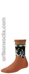 Smartwool TRANSVERSAL Flower Print Floral Wool Crew Socks (Calf Socks) BURNT ORANGE HEATHER