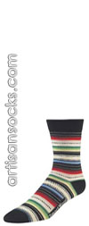 Smartwool MARGARITA Striped Wool Crew Socks (Calf Socks) BLACK