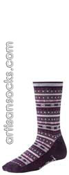 Smartwool Women's Socks MINI FAIRISLE Striped Short Crew Socks DEEP PURPLE