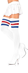 Sexy 3 Stripe Soccer Thigh Highs-Red White and Blue