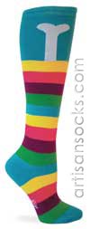 Sock It To Me Rainbone Striped Cotton Knee High Knee Socks