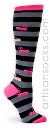 Sock it to Me Cats Knee Highs with Black and Grey Stripes