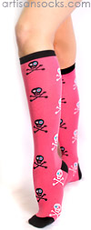 Sock it to Me Grrrl Skull Knee High Sock - Pink