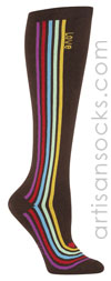 Sock it to Me Love Luma Brown Knee High Socks with Stripes